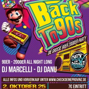 02.10.25 - 90er 2000er Party<br>Getränkekarte & Eintritt 15€